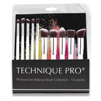 Technique® PRO Luksus Makeupbørster, Silver edition - 10 stk